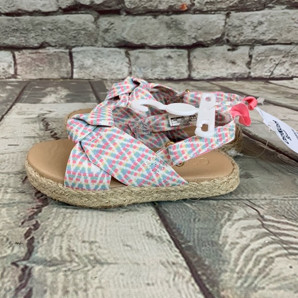 OshKosh Bgosh Vacay Pink Blue Green Yellow White Espadrille Sandals Sz 5 Toddler - Picture 7 of 10